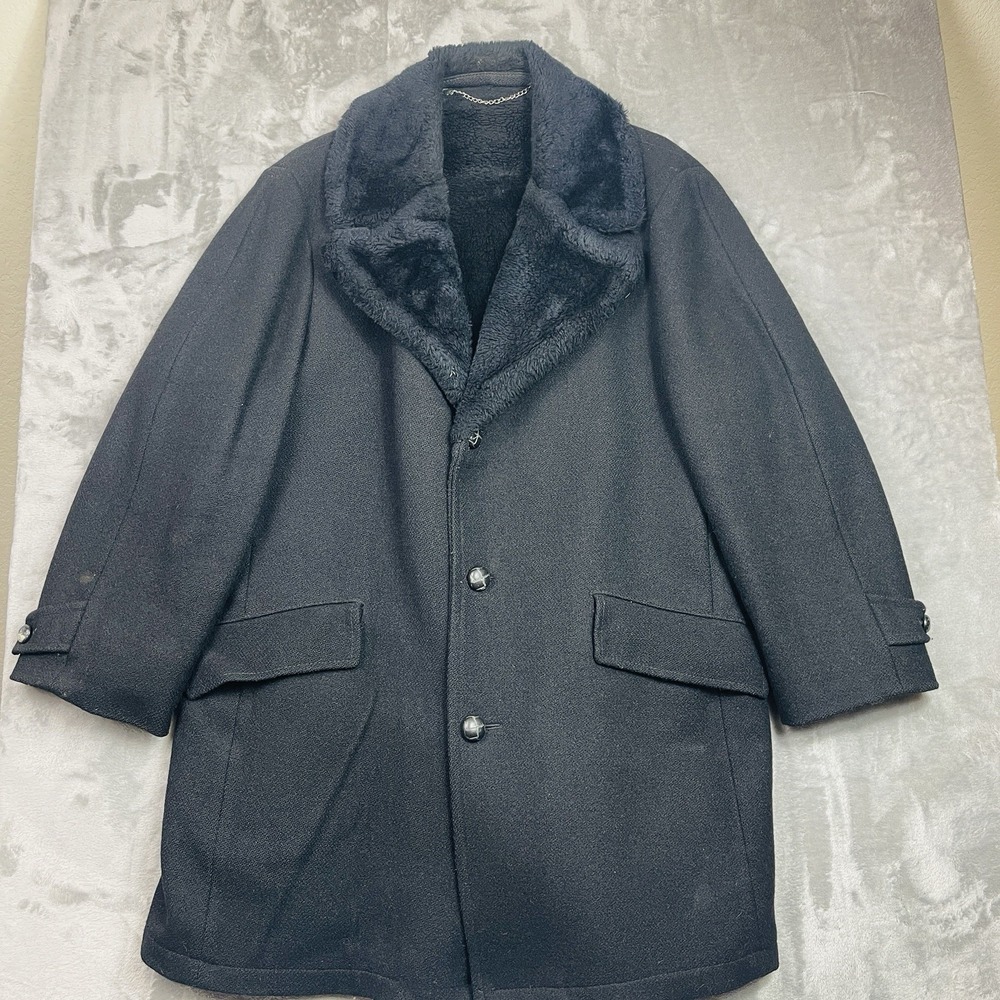 Sears The Mens Store Country Coat Mens 42R Wool Black Vintage